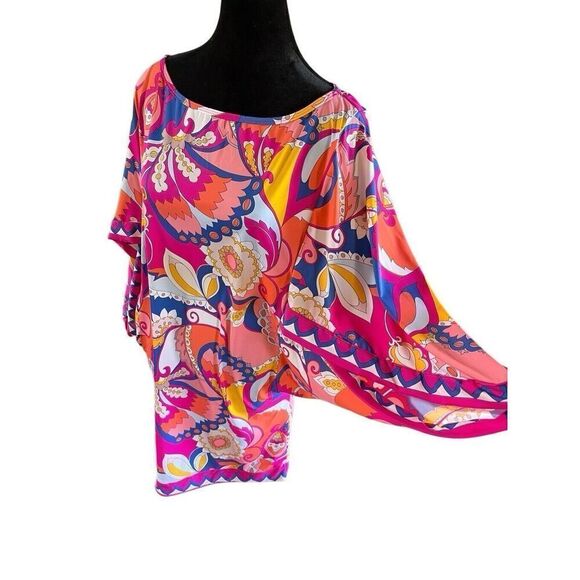 NWT $152 Trina Turk Sevilla Floral Swim Jersey Swimsuit Cover Up Tunic Dress L - Picture 12 of 16